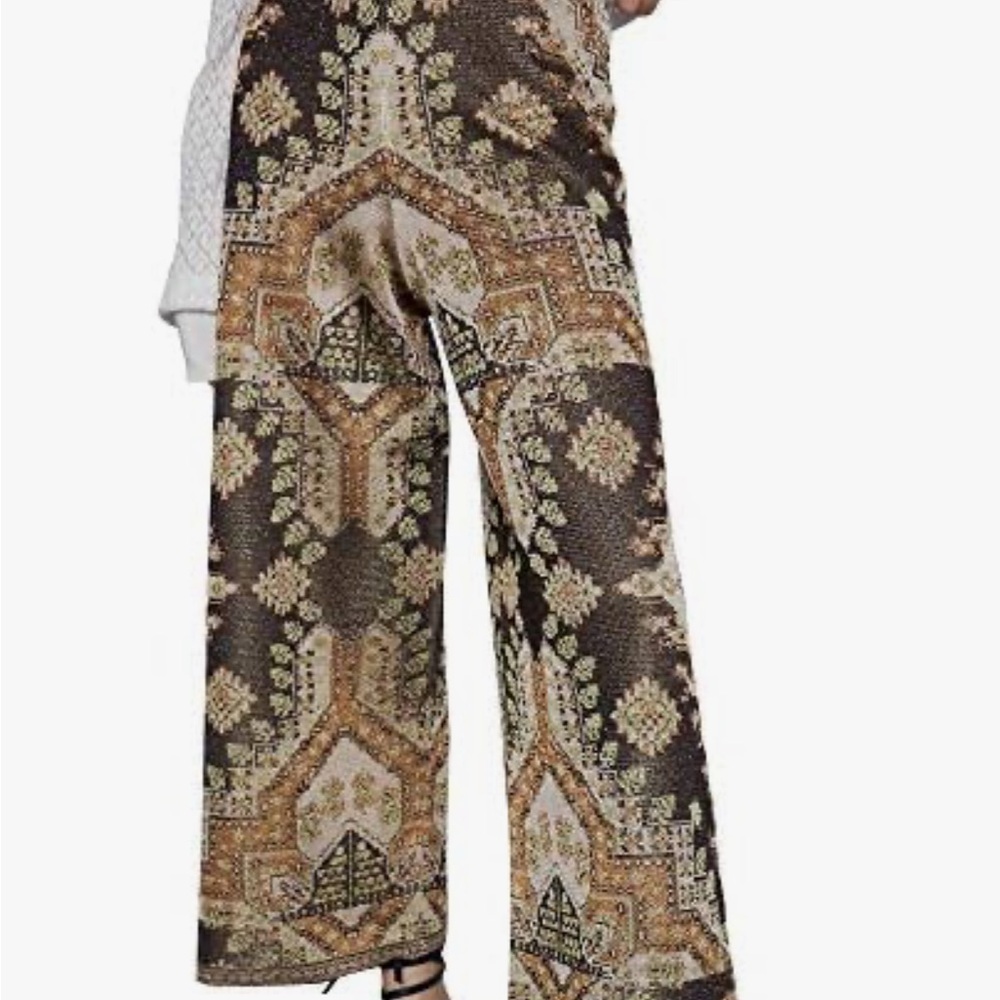 ZARA Jacquard Knit High Rise Wide Leg Crop Pants